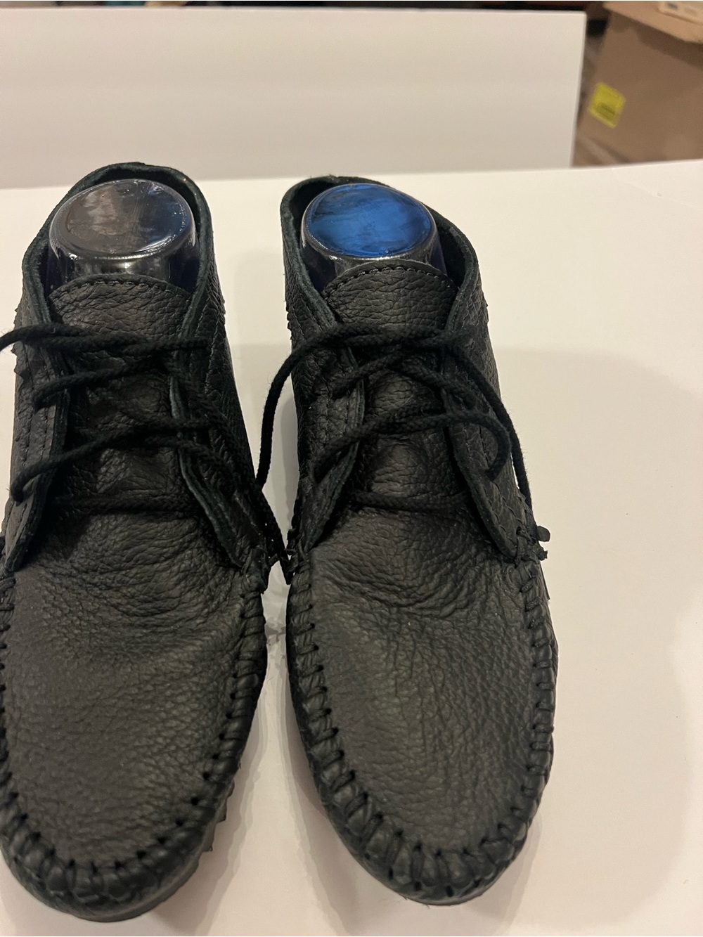 Minnetonka Black Leather Chukka Moccasin Boots